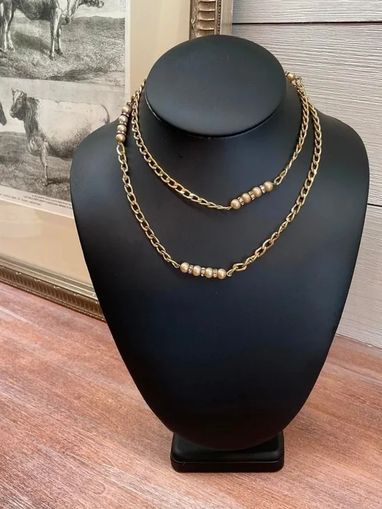 Vintage Dior Long Necklace - Faux Pearls & Crystals - Picture 2 of 5